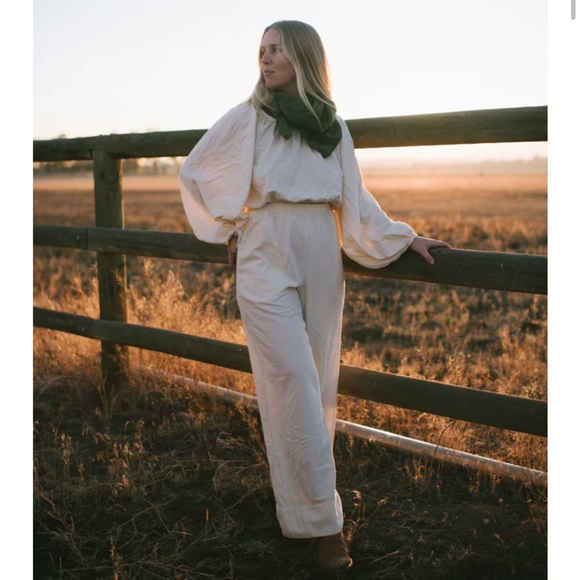 OZMA Pants - HONEYDOVE VINTAGE RAW SILK STRAIGHT LEG PANT